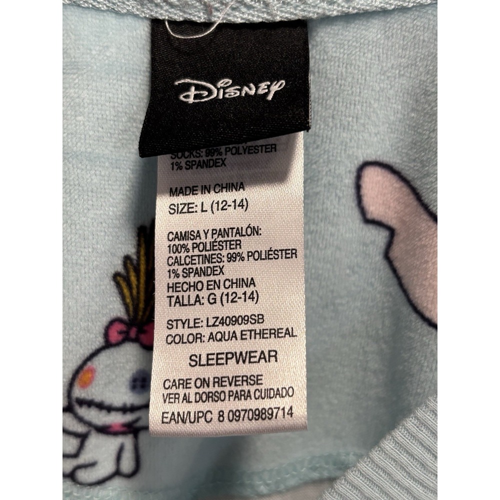Disney Stitch Juniors Pj Set Soft Velour Pullon Jogger Pants Sz L (12-14) Blue - Picture 4 of 11